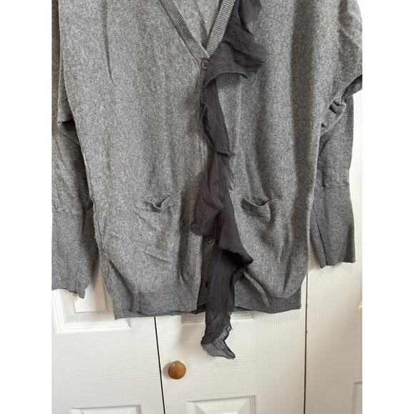 Elizabeth and James Gray Wool Angora Cashmere Silk Blend Cardigan Medium - Picture 3 of 9